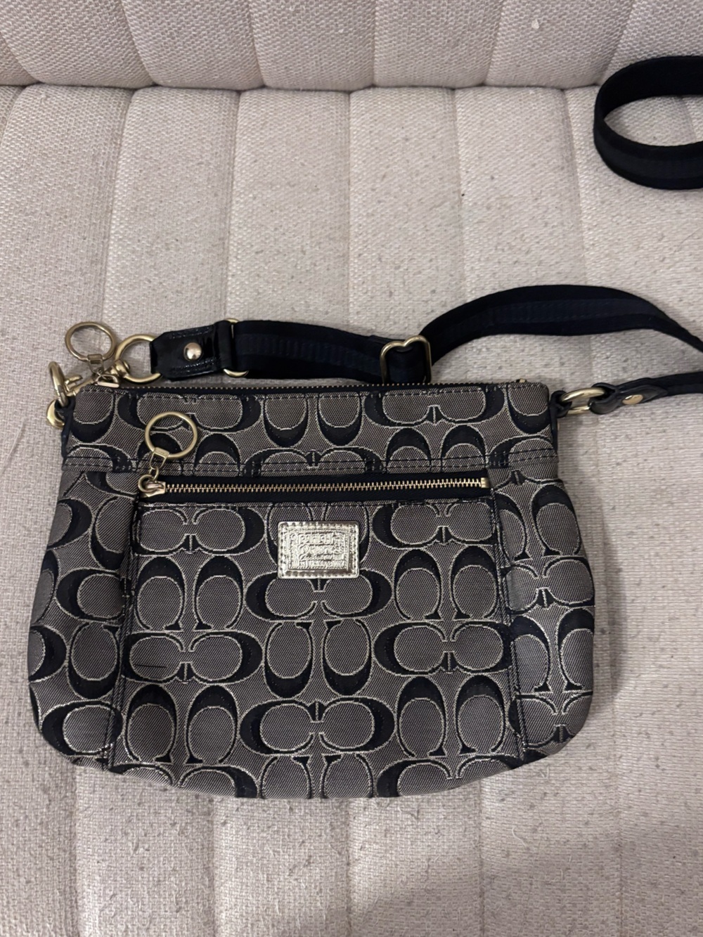 Coach Black and Gray Signature Crossbody Bag